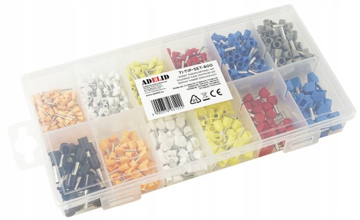 TULEJKI IZOLOWANE KOŃCÓWKI KABLOWE NA LINKĘ MIEDŹ ZESTAW 0,5-6,0mm2 800szt