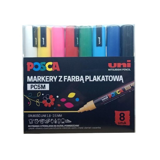 МАРКЕР UNI POSCA POSCA PC- 5M НАБОР ИЗ 8 ЦВЕТОВ