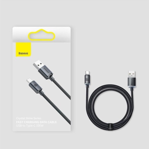 Kabel przewod nylonowy USB-A/USB-C 100W 2m Baseus
