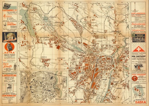 Старый план Познани 1945 г. 50х40см