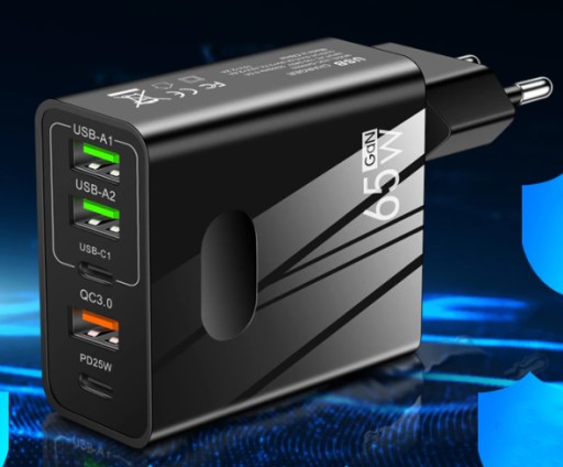 СЕТЕВОЕ ЗАРЯДНОЕ УСТРОЙСТВО GAN PD 65 Вт ДЛЯ ТЕЛЕФОНА USB-C