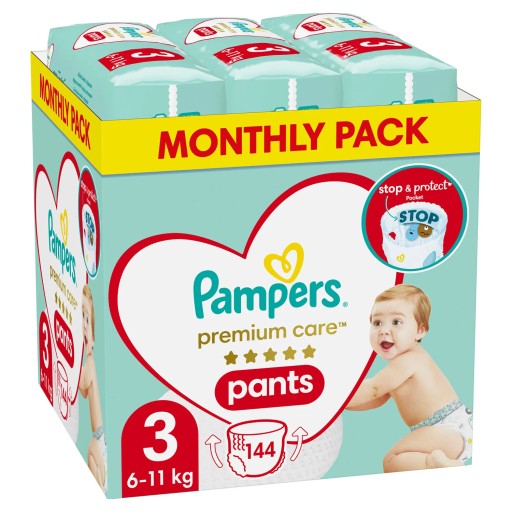 PAMPERS PANTS 3 PREMIUM CARE PIELUCHOMAJTKI DLA DZIECI 6-11kg 144szt