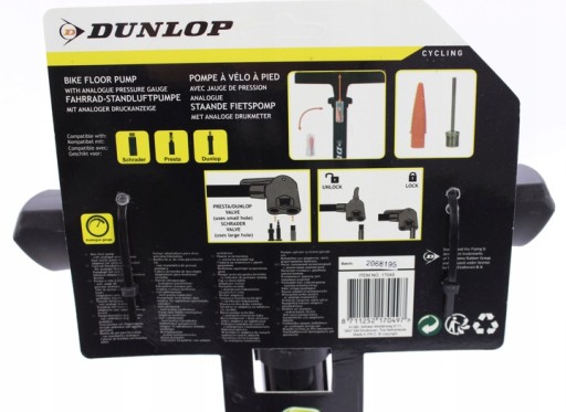 Велосипедный насос DUNLOP 12 BAR с нижним манометром