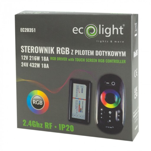 STEROWNIK RGB DO TAŚM LED Z PILOTEM DOTYKOWYM 12V 24V