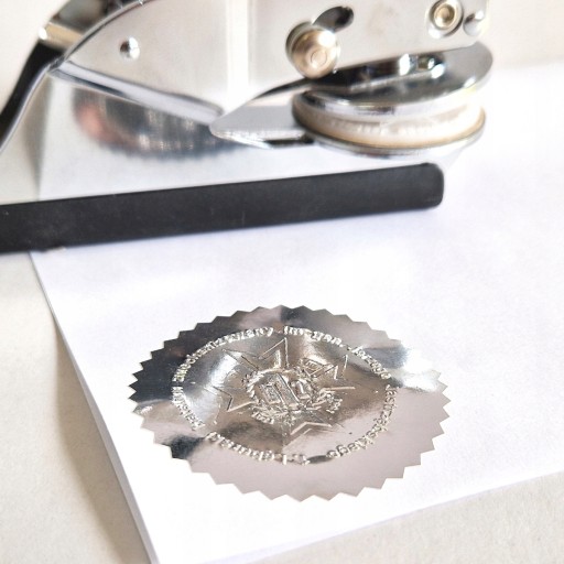 Suchy stempel 51 mm pieczątka okrągła TWOJE LOGO