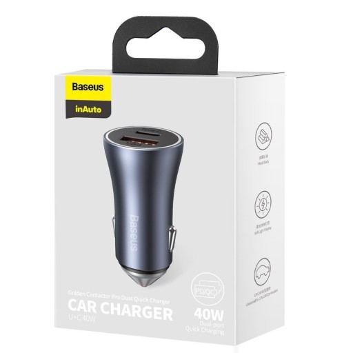 АВТОМОБИЛЬНОЕ ЗАРЯДНОЕ УСТРОЙСТВО BASEUS FAST USB-C USB 40 Вт PD QC SCP FCP AFC МОЩНОЕ
