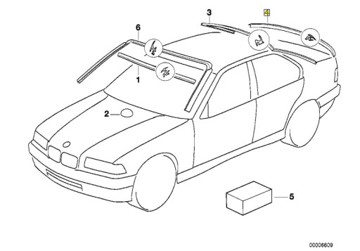 Нижний уплотнитель заднего стекла BMW E36 седан купе