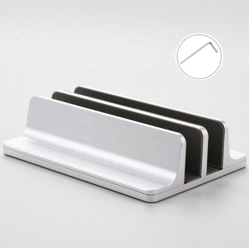 Podwójny Aluminiowy SREBRNY Stojak VAZIO Laptop MacBook 2 SLOTY (N17-2-S)