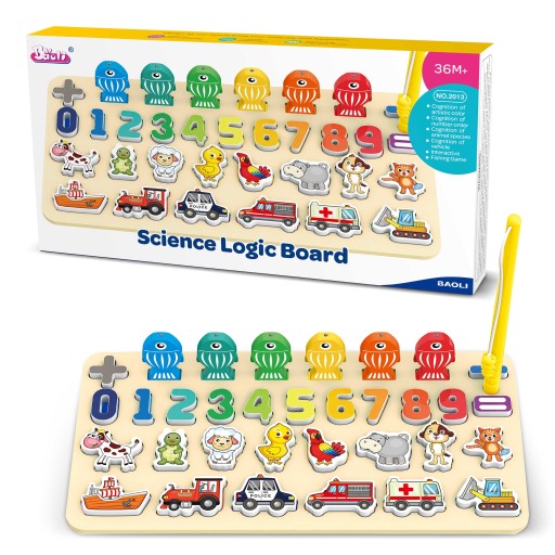 ДВУХСТОРОННЯЯ РАЗВИВАЮЩАЯ ДОСКА-ИГРУШКА-ПАЗЗЛ РЫБАЛКА RICOKIDS