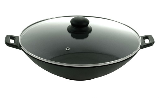 WOK PATELNIA ŻELIWNA 31cm Pokrywą INDUKCJA GAZ