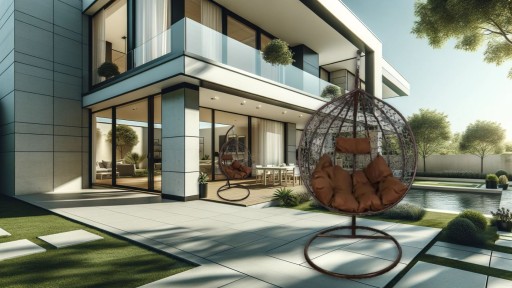 ПОДВЕСНОЙ СТУЛ COCOON, ПОДУШКА XXL, КОРИЧНЕВЫЙ КАРКАС, КРЕСЛО-КАЧАЛКА, САДОВАЯ КОРЗИНА