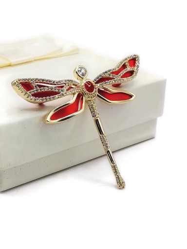 Luxus Dragonfly Brooch Red Gold 18k GP + подарочная коробка