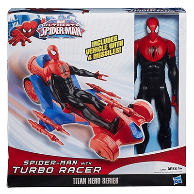 ЧЕЛОВЕК-ПАУК + БОЛЬШАЯ МОДЕЛЬ АВТОМОБИЛЯ HASBRO TURBO RACER