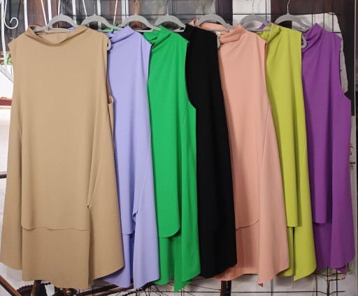 WŁOSKA TUNIKA STYL WENDY TRENDY WRZOS ASYMETRYCZNA 158C duża do 120 biust