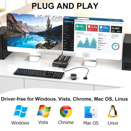 KVM-переключатель USB 3.0 DP 2 ПК 2 монитора, дисплей 4K, 144 Гц L372