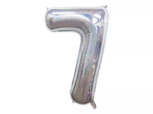 Balon foliowy cyfra 7 holograficzna srebrna 100 cm