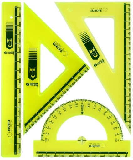 Zestaw kreślarski linijka 16cm fluorescencyjny x4
