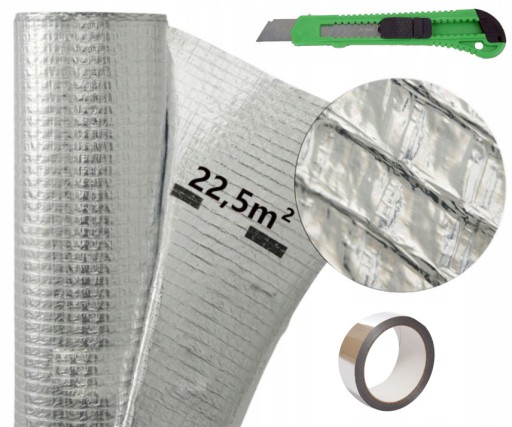 FOLIA DACHOWA PAROIZOLACYJNA ALUMINIOWA SECCO ALU 110g - 22,5m² + TAŚMA ALU