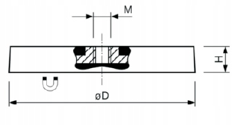 UCHWYT MAGNETYCZNY NEODYMOWY D22-1 GUMOWY-CZARNY