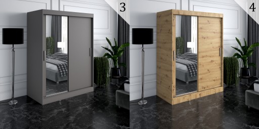 Шкаф-купе 150 Зеркало, 2 интерьера АНТРАЦИТ