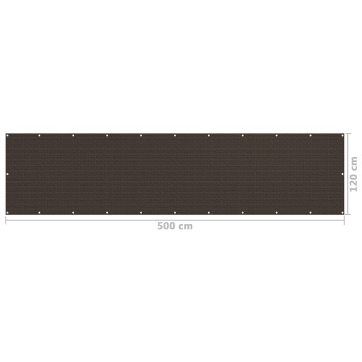 PARAWAN BALKONOWY BRĄZOWY 120X500CM HDPE