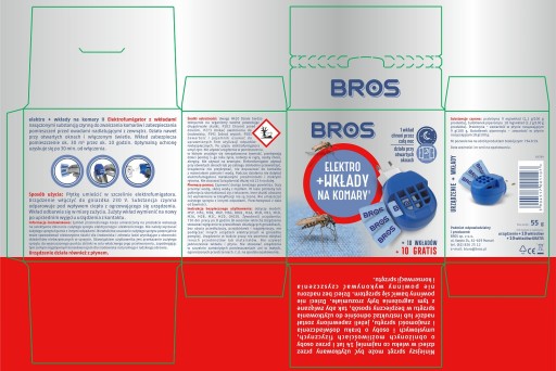 BROS Elektro PRZECIW KOMAROM Biobójcze Ochrona na Komary + 20 Wkładów