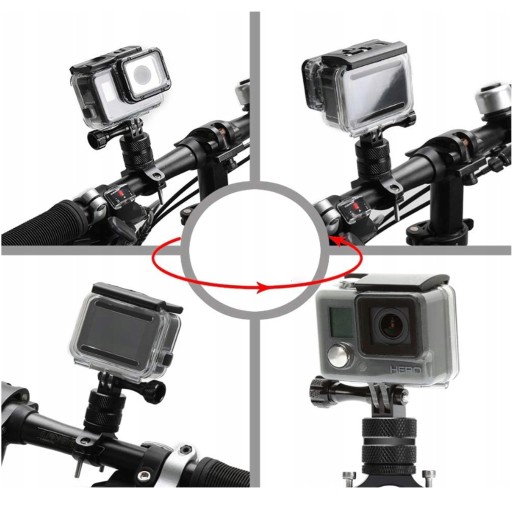 КРЕПЛЕНИЕ НА РУЛЬ ВЕЛОСИПЕДА ДЛЯ КАМЕР GOPRO HERO МОЖЕТ ПОВОРОТАТЬ НА 360°.