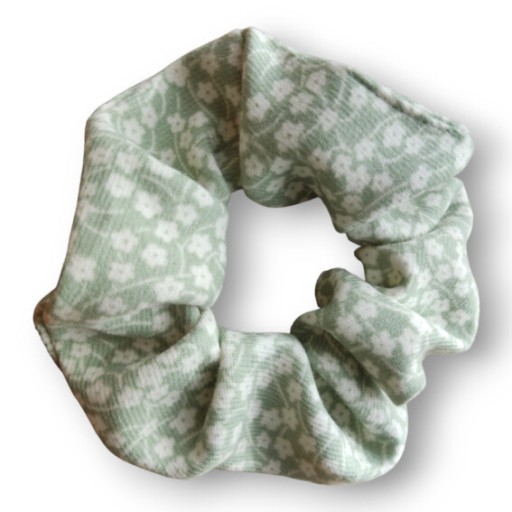 Gumka do włosów scrunchies- różowo biała krata - 10cm