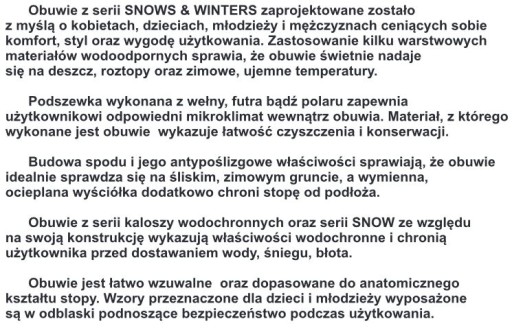 BUTY KALOSZE PIANKOWE OCIEPLANE ZIMOWE POLSKIE NISKIE LEKKIE 44