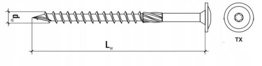 WKRĘTY CIESIELSKIE DO DREWNA TALERZOWE 8x380 TORX