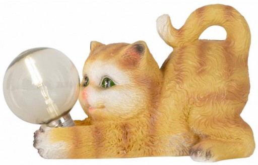 КОШКА КОТЕНОК С ЛАМПОЧКОЙ ФИГУРКА УКРАШЕНИЕ ДЛЯ САДА