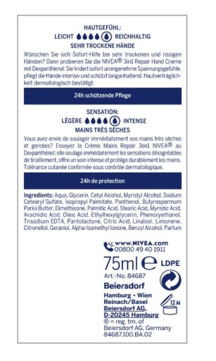 NIVEA Regenerujący krem do rąk 3w1 Repair Care 75 ml