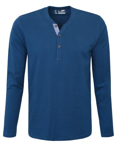 Мужская футболка с длинными рукавами и V-образным вырезом LONGSLEEVE, хлопок FRIGO, синяя XXXL