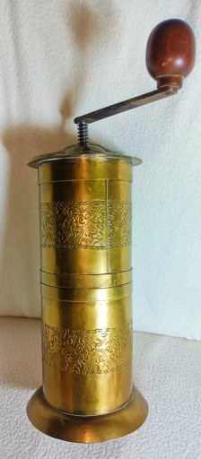 СТАРАЯ ручная латунная кофемолка с БОЛЬШОЙ рукояткой