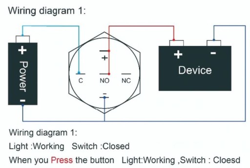Кнопочный переключатель черный SPDT On-On металл 16мм LED 12V bi