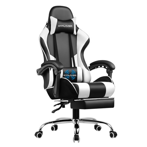 Игровое кресло GTPLAYER с подставкой для ног и подушкой для поясничного массажа