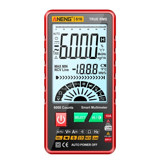 Miernik Multimetr Woltomierz ANENG 616 wyświetlacz LCD ETUI Termopara