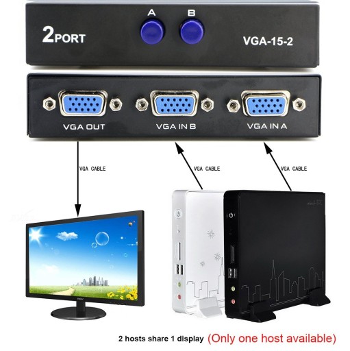Переключатель VGA 2 монитора x 1 FullHD