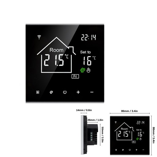 ТЕРМОСТАТ WiFi Tuya/Smartlife 16A Сенсорный экран