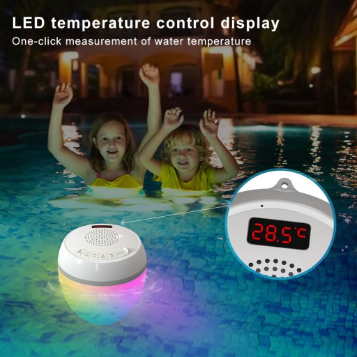Водонепроницаемый динамик Bluetooth светодиодный светильник для бассейна IP68 Термометр для бассейна