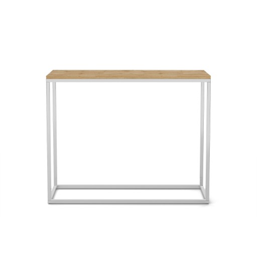 konsola metal srebrny chrom blat dąb Wotan Loft 100x25 cm toaletka
