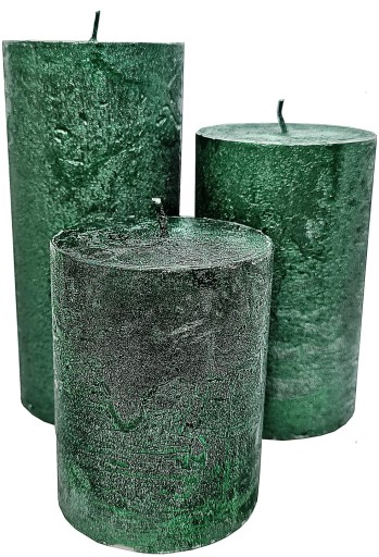 Ozdobna ŚWIECA ZIELONA RUSTIC ARTMAN 11cm ŚWIECZKA