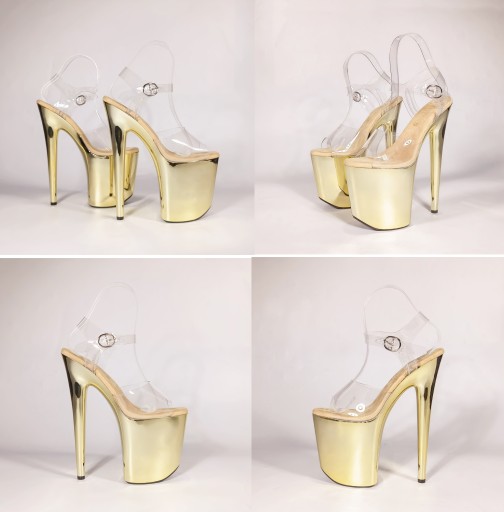 ЖЕНСКИЕ ТУФЛИ НА ПЛАТФОРМЕ ЗОЛОТЫЕ СЕКСУАЛЬНЫЕ КАБЛУКИ SexyHeels 20 СМ, размер 37