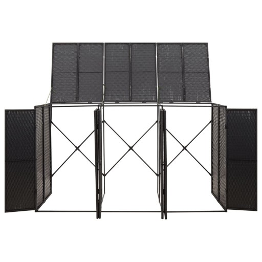 Чехол vidaXL на 3 мусорных бака, черный, 207x80x117 см, полиротанг 3198