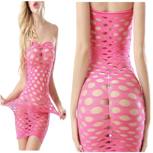 SUKIENKA TUBA BIELIZNA DAMSKA BODY BODYSTOCKING RÓŻOWA SEKSOWNA SIATECZKA