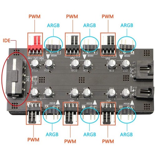 Хаб-сплиттер Molex PWM + aRGB 6x вентиляторы