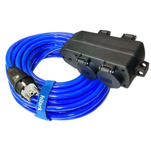 SCHUKO Przedłużacz gumowy rozgałęźnik 4 gniazda H07BQ-F 3x2,5 blue PUR 45m
