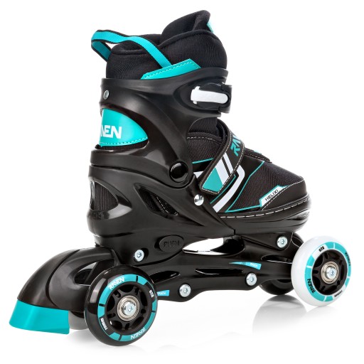 Rolki Łyżwy Wrotki 4w1 Regulowane RAVEN Helixi Black/Mint 34-37 Kółko LED