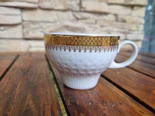 Filiżanki porcelana kubeczki sygnowane antyk retro zabytek PRL KAHLA 2 szt