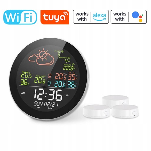 МЕТЕОЛОГИЧЕСКАЯ СТАНЦИЯ Tuya Wi-Fi с 3 ДАТЧИКАМИ